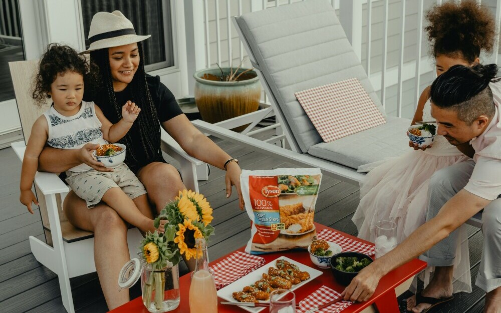 A family eating a healthy snack